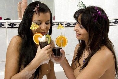 Beautiful ladies with fabulous wastes are having an anal masturbation
