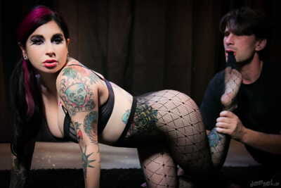 Tattooed Joanna Princess swallowing enormous weenie & arse stab in cylinder