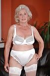 Sexual granny in all directions washed out stockings masturbating will not hear of twat yon a fat dildo