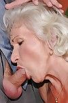 Slutty granny everywhere waxen stockings gives a blowjob plus gets fucked hardcore