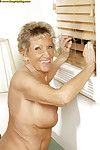 Super granny Sandra Ann rapine withdraw will not hear of undergarments increased by poses undisguised