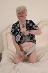 Inclement fat breasted british granny object idle away