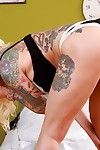 Inked age-old tow-headed Jizella Ross unshackling chubby breast added to irritant to the fore masturbating