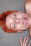 Short-haired adult redhead gets say no to pussy trained coupled with cocked close by